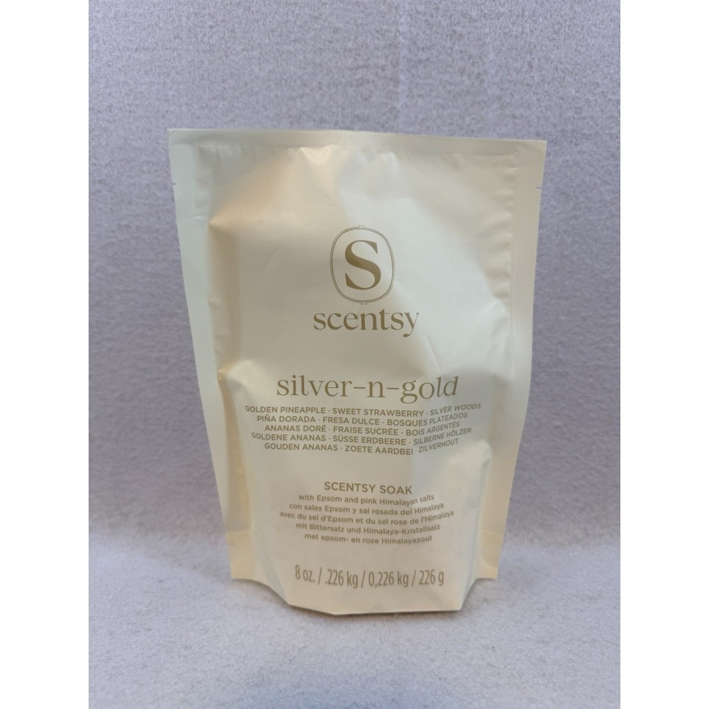 Scentsy Bath Soak SILVER-N-GOLD 8oz Brand New Exclusive